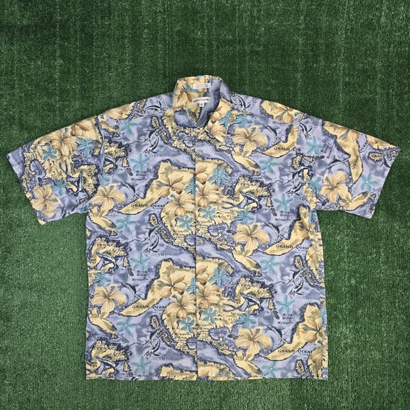 Pierre Cardin Shirt Mens XL Multicolor Hawaiian Floral Short Sleeve Button Up - Picture 2 of 8